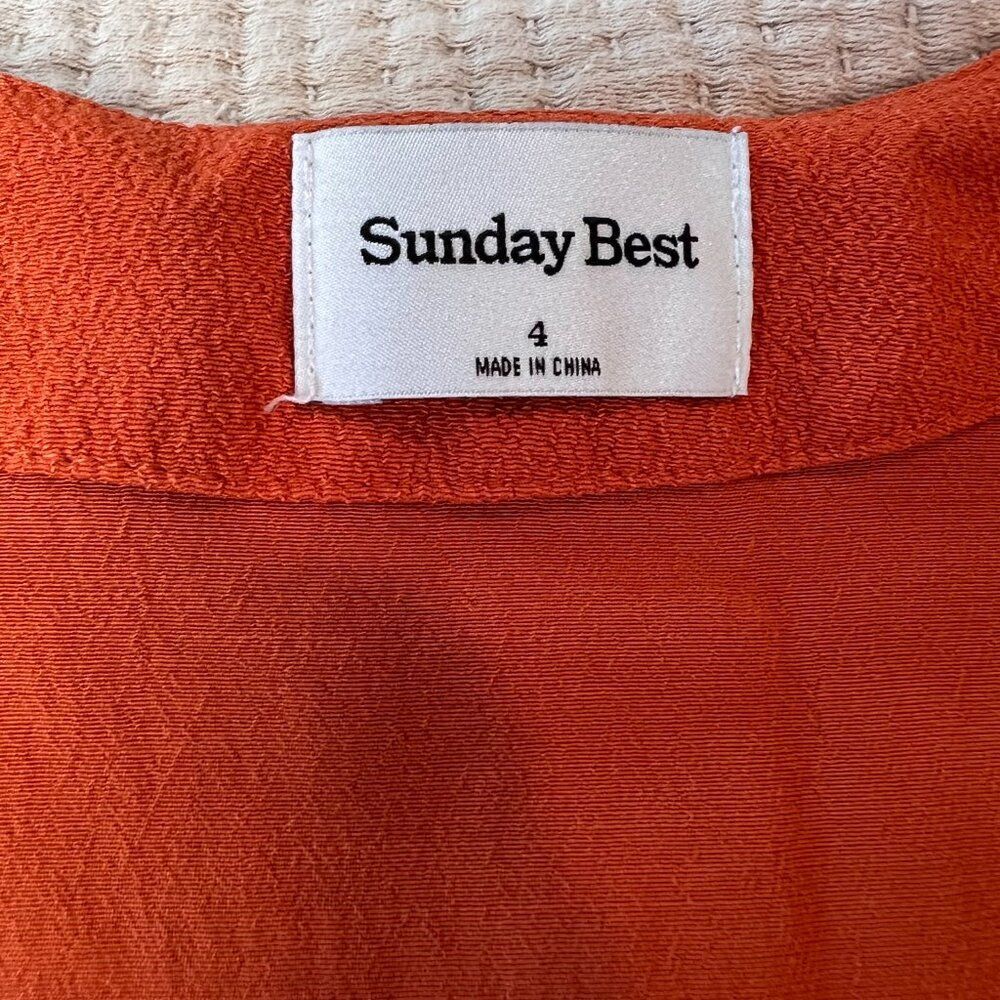 Aritzia Sunday Best Button Down Mini Dress Women Sz 4 Red Orange Short Sleeve - Picture 3 of 15
